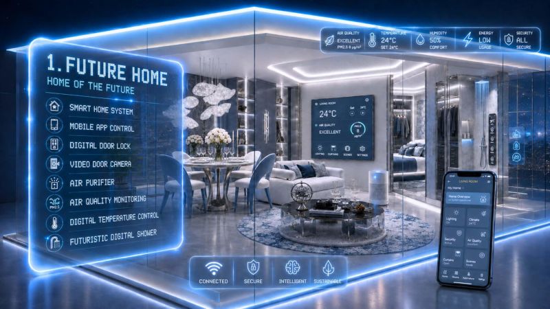 Intelligent recreational apartment with digital control and modern technologies.