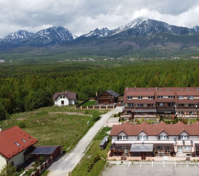 A view of snow-covered mountains and the surrounding nature around Poprad.