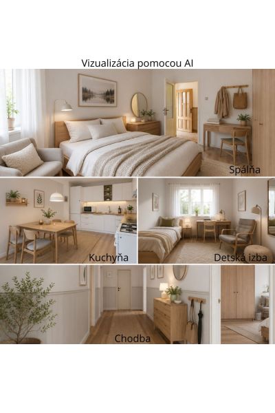 Design interiors of a family house with wood-patterned flooring and neutral colors.