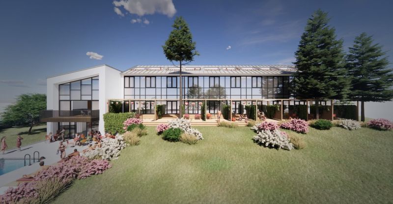 A recreational apartment in Košice - Staré Mesto district, surrounded by greenery and flowers.