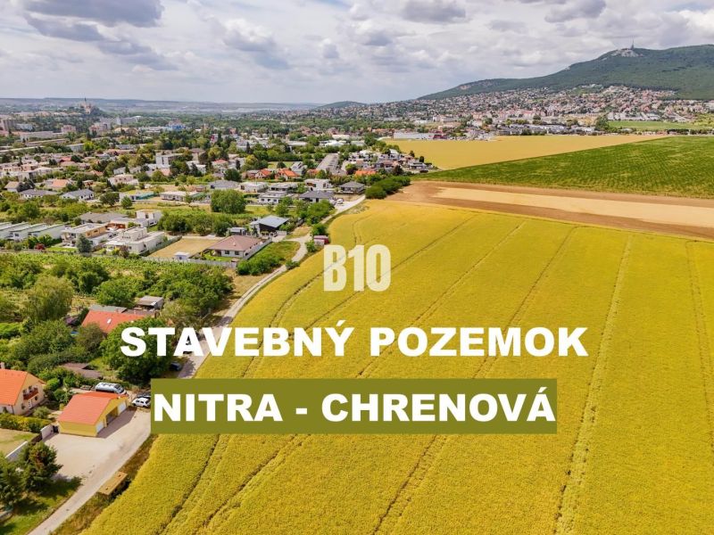 A view of residential building plots in Nitra, Chrenová area, with amenities and nature.