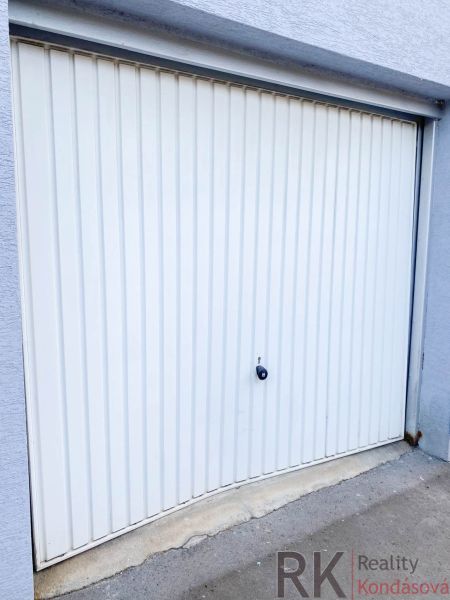 White garage door on Belanská, Košice - Staré Mesto district.
