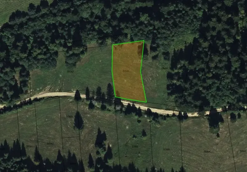 A meadow with green parcel boundaries, surrounded by forests in Stará Ľubovňa - Unique properties.