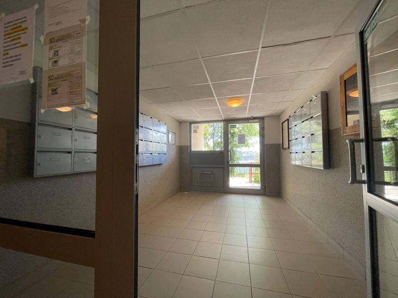 Hallway with mailboxes and glass doors, Bratislava - Karlova Ves, Hany Meličkovej.