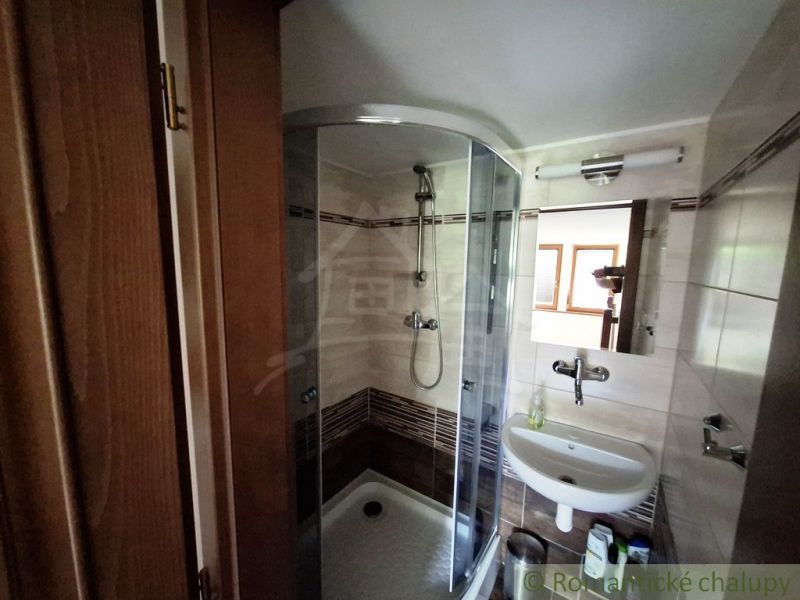 Bathroom with a shower, sink, and mirror.