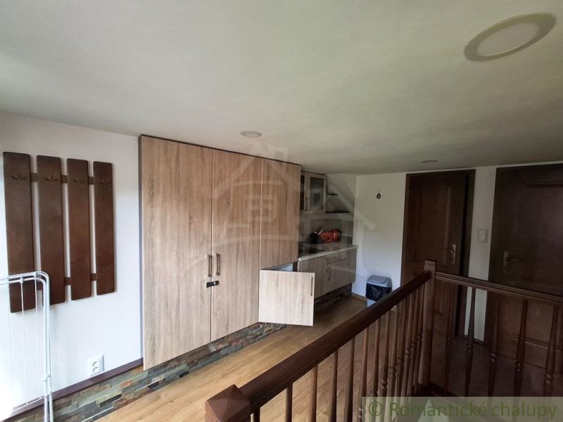 Interior of commercial spaces with wood-patterned flooring and built-in wardrobe.