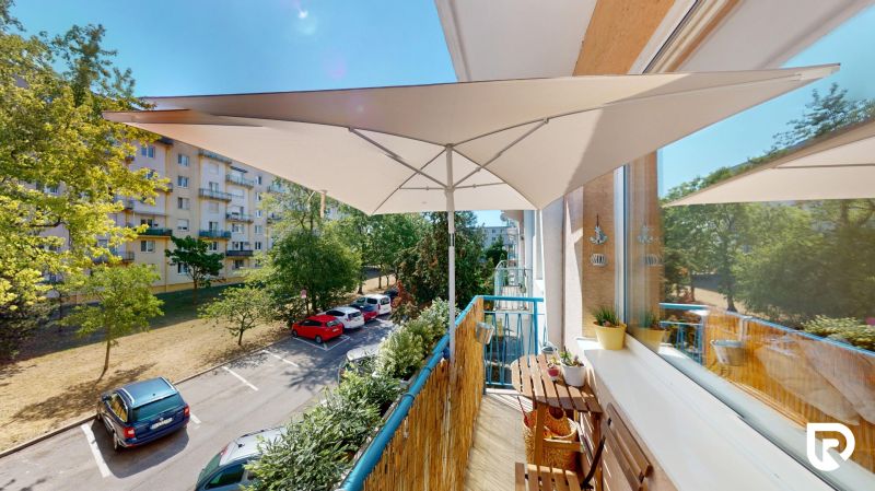 The balcony of a 3-room apartment with a view of Svidnícka Street in Bratislava - Ružinov.