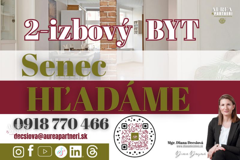 Looking for a two-room apartment in Senec, contact the real estate agency Aurea & Partneri.