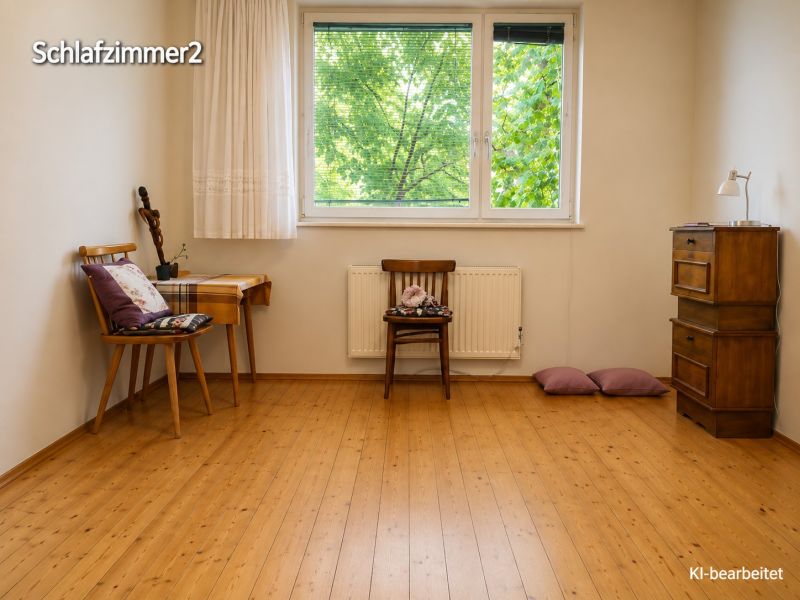 A room in a family house with a wooden decor floor and furniture.