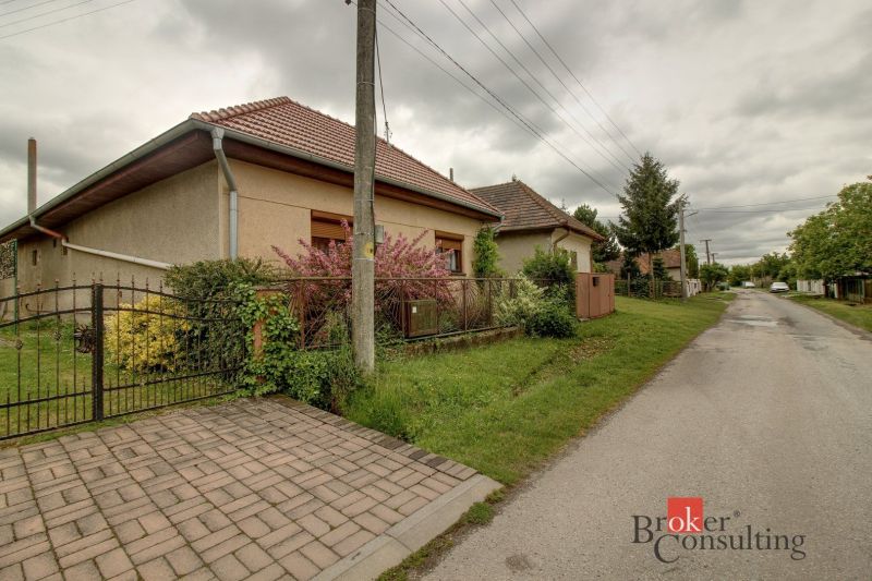 A family house in Ladice with a front garden on a quiet street and paved with interlocking tiles.