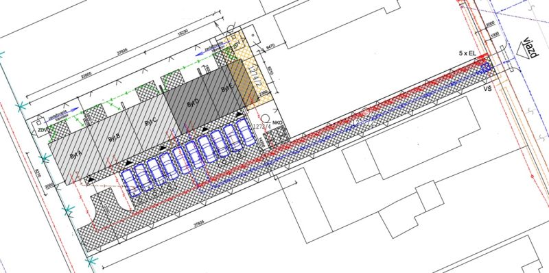 Floor plan proposal on a plot for a family house in Nová Polhora on Nová Polhora Street.