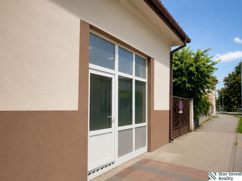 Commercial premises on Fučíkova Street in Sládkovičovo with glass doors.