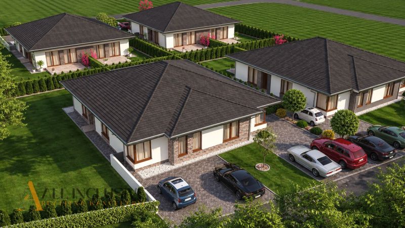 Family houses surrounded by greenery in Dunajský Klátov, suitable for residential plots.