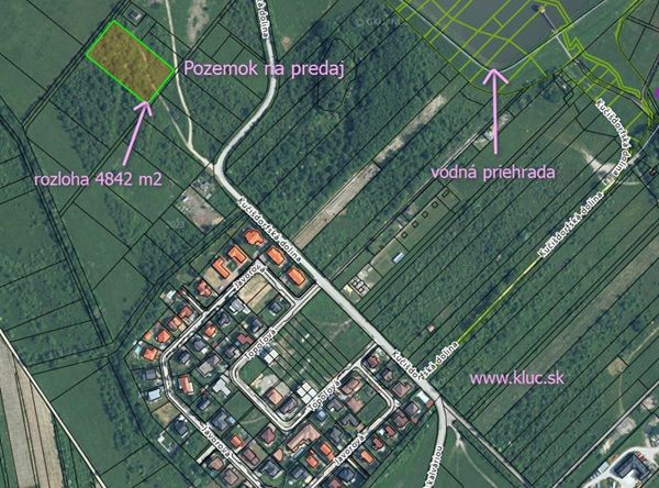 Aerial view of agricultural and forest land in Pezinok on Kučišdorfská Street.