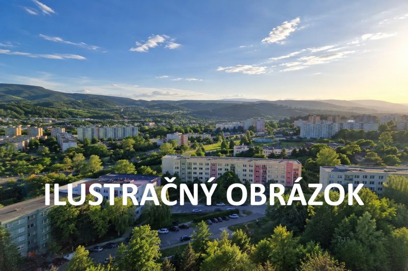 A view of a one-room apartment in Banská Bystrica with a panoramic view of the surroundings.