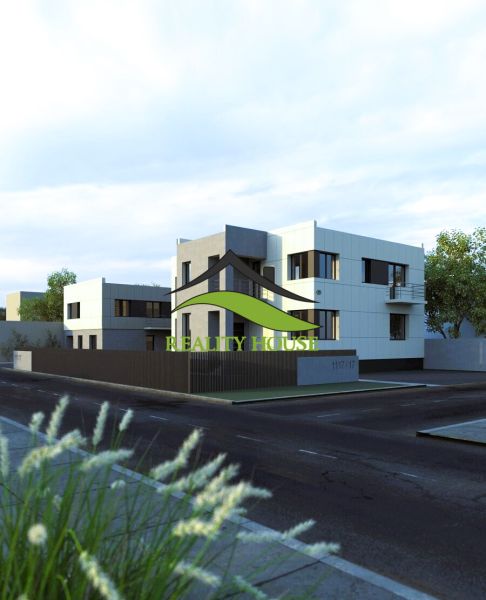 Modern exterior architecture of a 3-room apartment in Michalovce with a minimalist design.