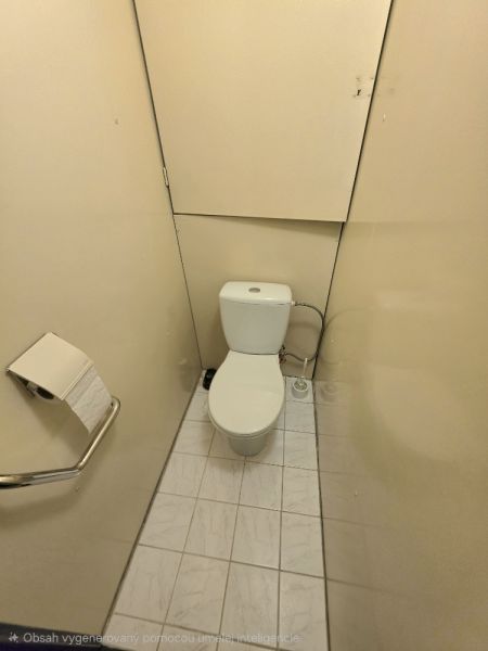 A small bathroom in a three-room apartment with simple equipment and tiles.