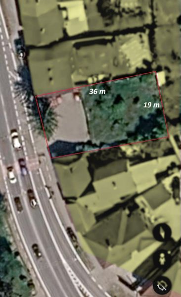 Aerial view of commercial land on Piešťanská Street in Nové Mesto nad Váhom.