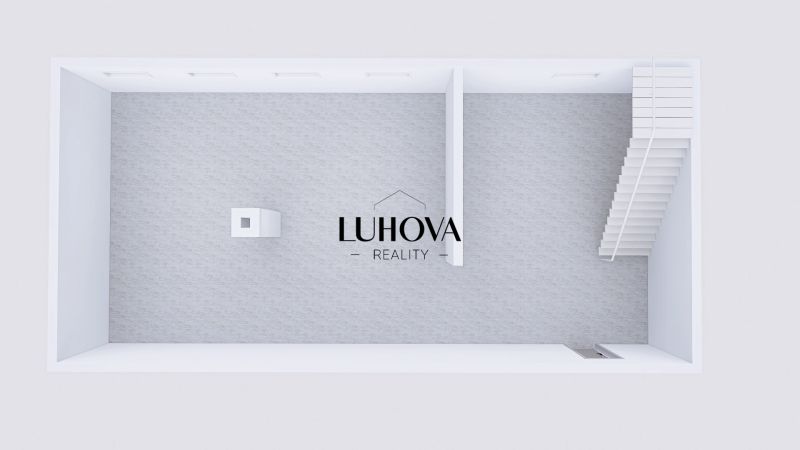 Commercial premises with a wooden decor floor, staircase, and white walls.