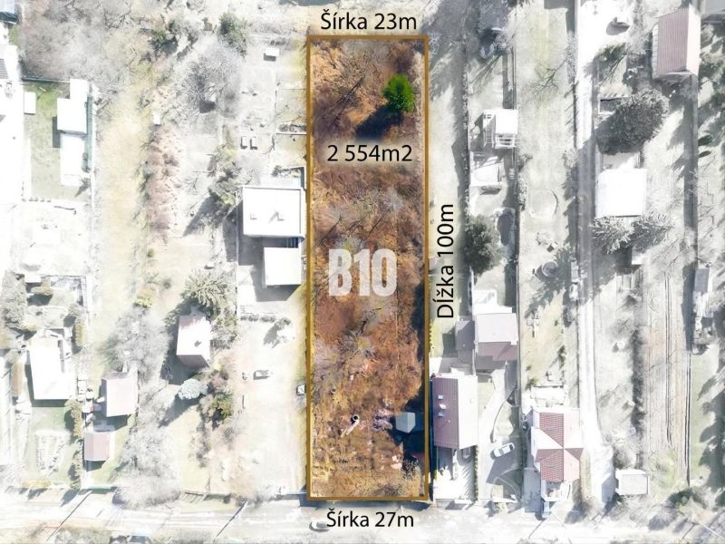Aerial view of residential plots on Lesná Street in Stupava.