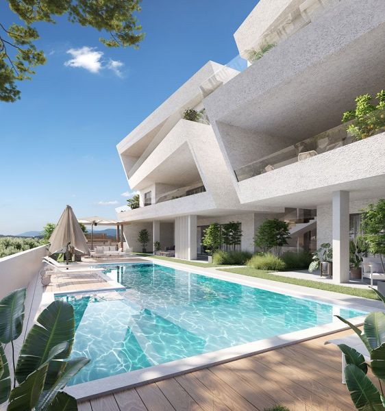 A modern building in Ugljan with a garden and a pool near a 4-room apartment.