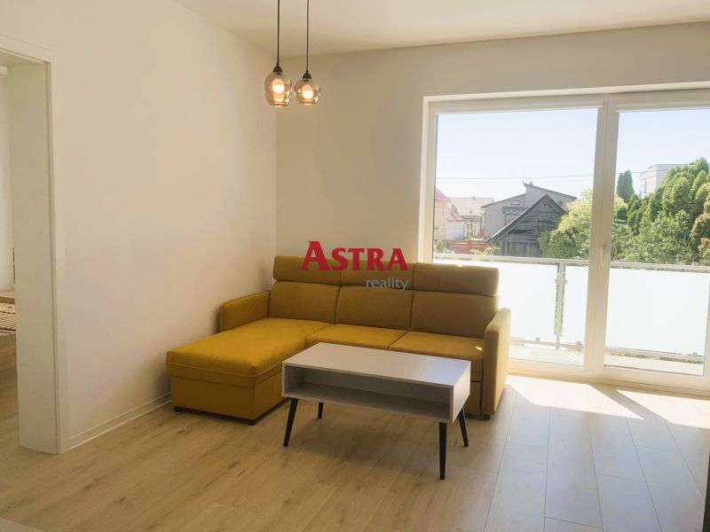 Living room with minimalist furnishings and a sofa in a three-room apartment.