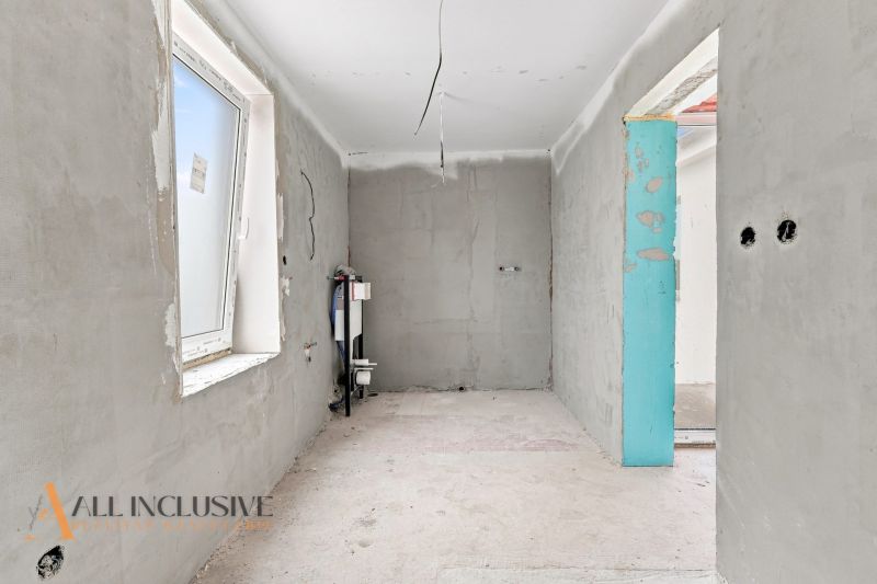 Interior construction in a family house with a window and electrical installation.