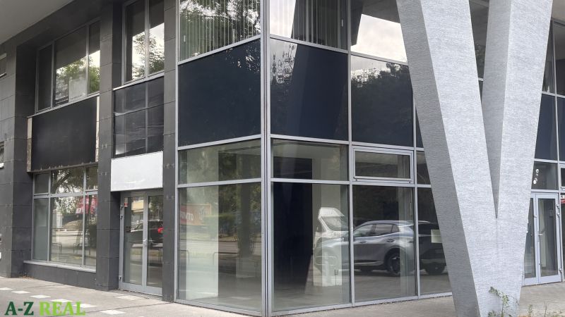 Commercial spaces in Bratislava - Ružinov with a glass facade and modern architecture.