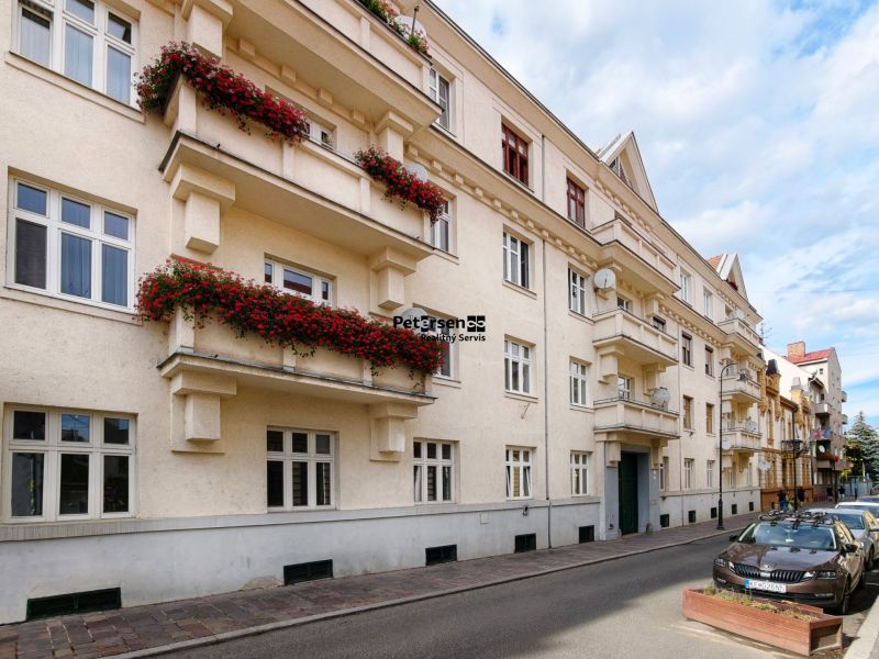 The facade of an apartment building with balconies on Vodná Street, Košice - Old Town.