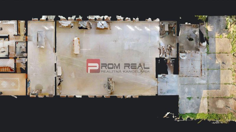 A high-angle shot of a production area with a floor in Bratislava III on Nova Street.