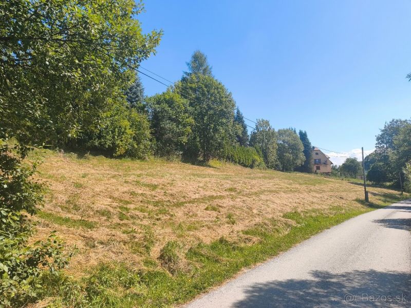 A residential plot on Kornica Street in Klokočov, lined with trees, ideal for construction.