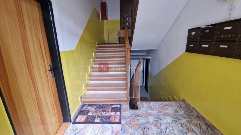 The staircase in the apartment building on Pod lesom Street in the High Tatras with mailboxes.
