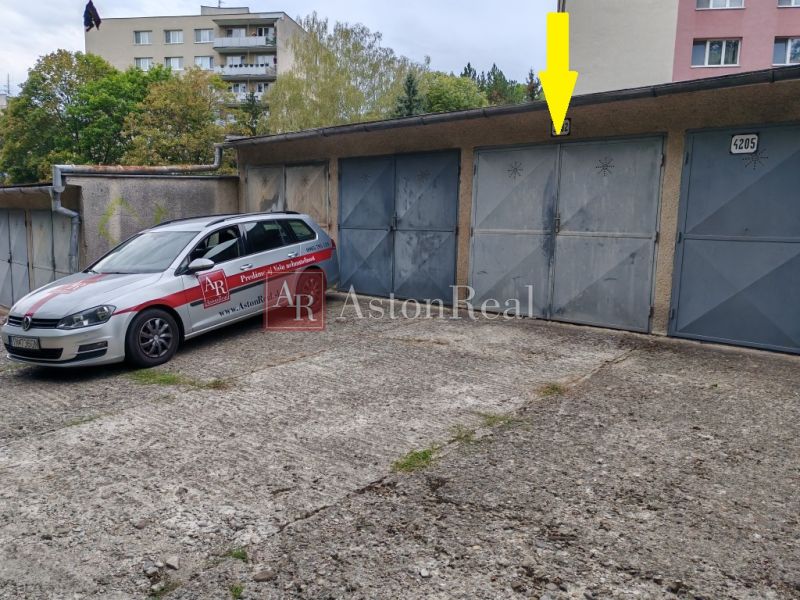 Garages on Partizánska Street in Trenčín, car, concrete area.