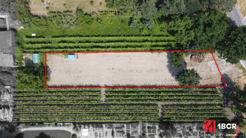 Aerial view of the residential plot on Holubyho Street in Pezinok.