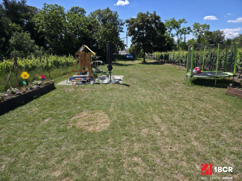 Garden on Holubyho Street in Pezinok with a children's playground and trampoline, Residential land.