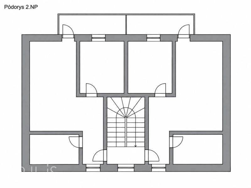 The floor plan of the second level shows the layout of rooms including the staircase, suitable for offices.