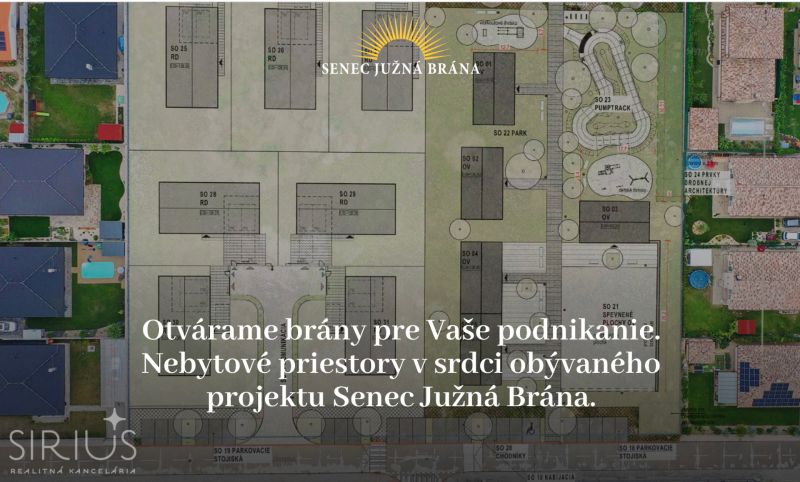 Floor plan of non-residential premises Senec Južná Brána, offices in a business location.
