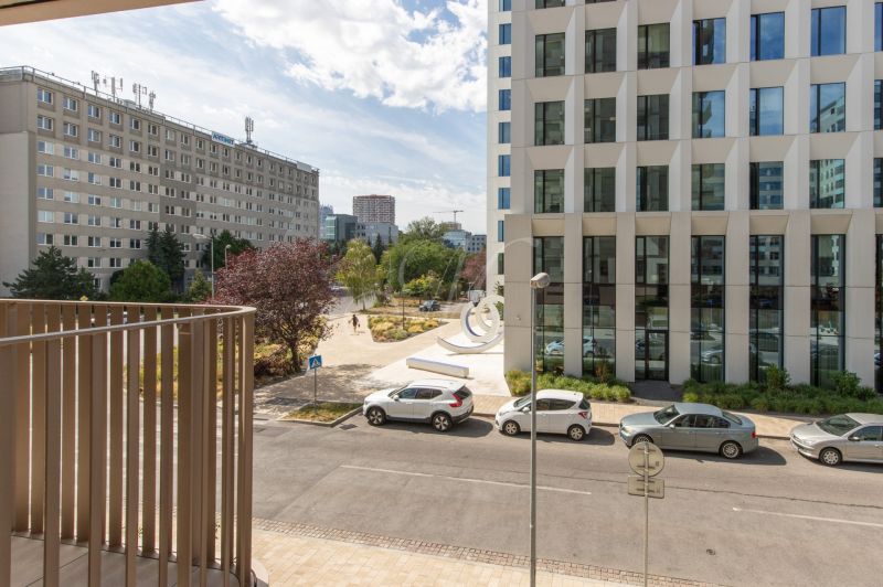 View from the balcony onto Mlynské nivy street in Bratislava - Ružinov.