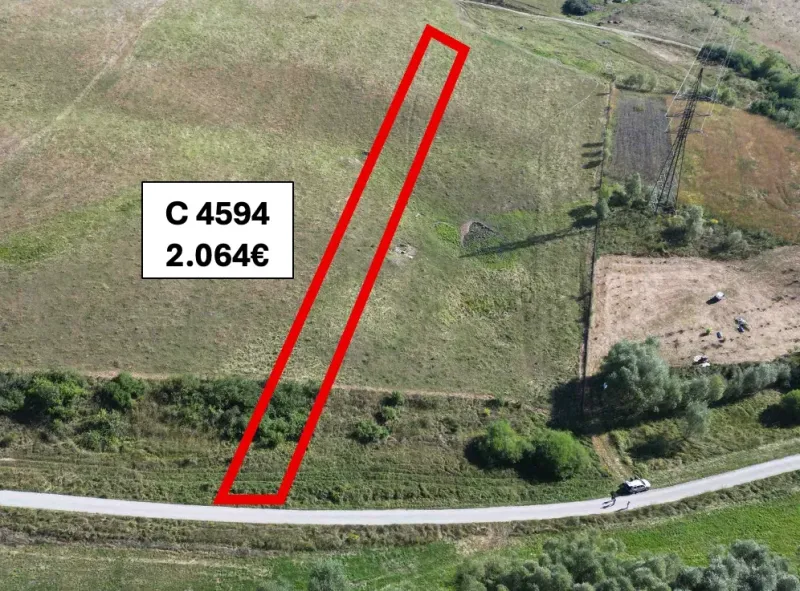 Agricultural and forest land near Plaveč with specific parcel marking and price.