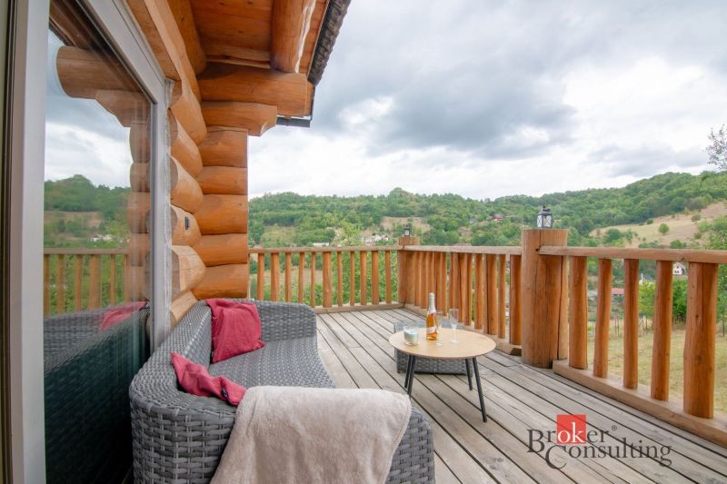 View from the terrace of a family house in Vyhne towards the surrounding nature.