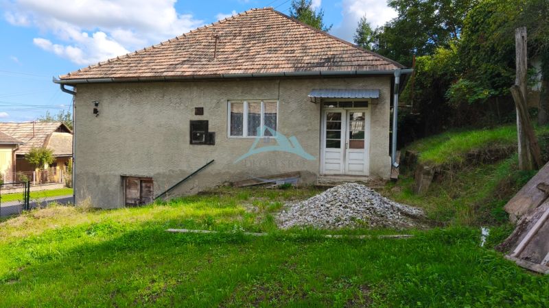 A family house in Olováry with a sloped roof and a green lawn in the front part.