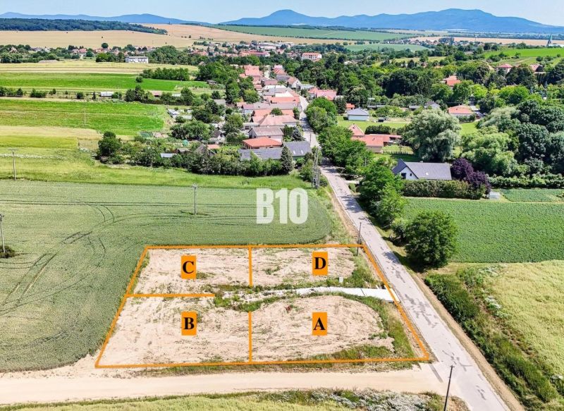 Aerial view of plots - housing in Nové Sady with divided parcels.
