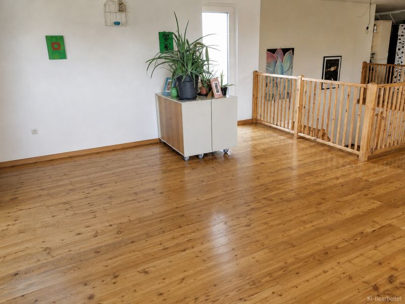Interior of a family house with a separate cabinet and wooden decor flooring.