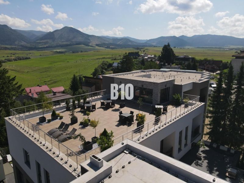 Rooftop terrace with a view of the mountains in Rajecké Teplice on M. R. Štefánika.