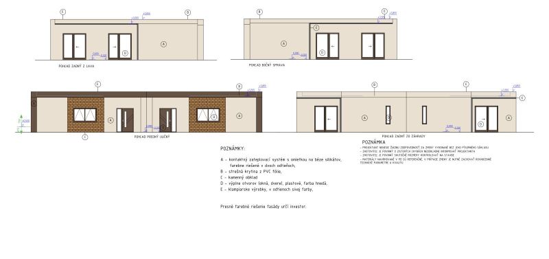 Floor plan of a family house with rooms in Poprad, including a kitchen and a living room.
