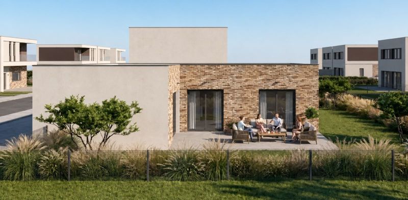 A family house in Poprad with a terrace where people gather for garden gatherings.