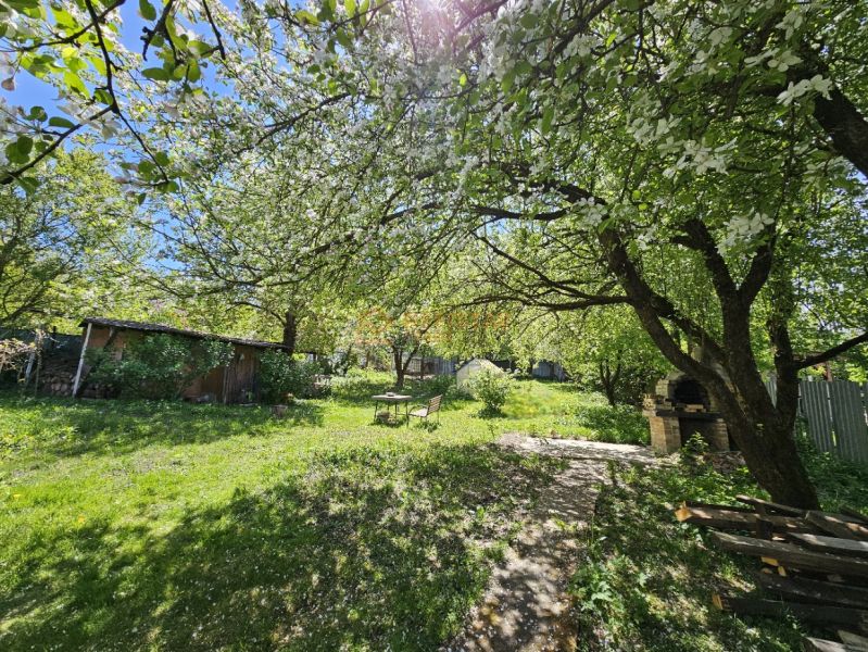 A garden with refreshing shade from trees and a gazebo, Family house in Nižná Hutka.