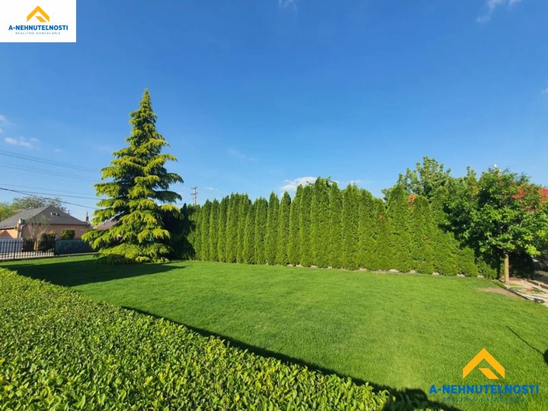 A peaceful garden surrounded by trees in Dolný Štál, suitable for residential land.