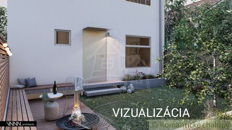 Visualization of a family house in Banská Bystrica with a terrace and a garden.
