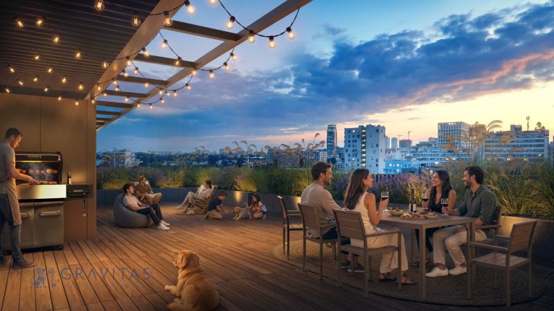 Rooftop terrace with seating and barbecue in Bratislava - Ružinov on Mlynské Nivy.